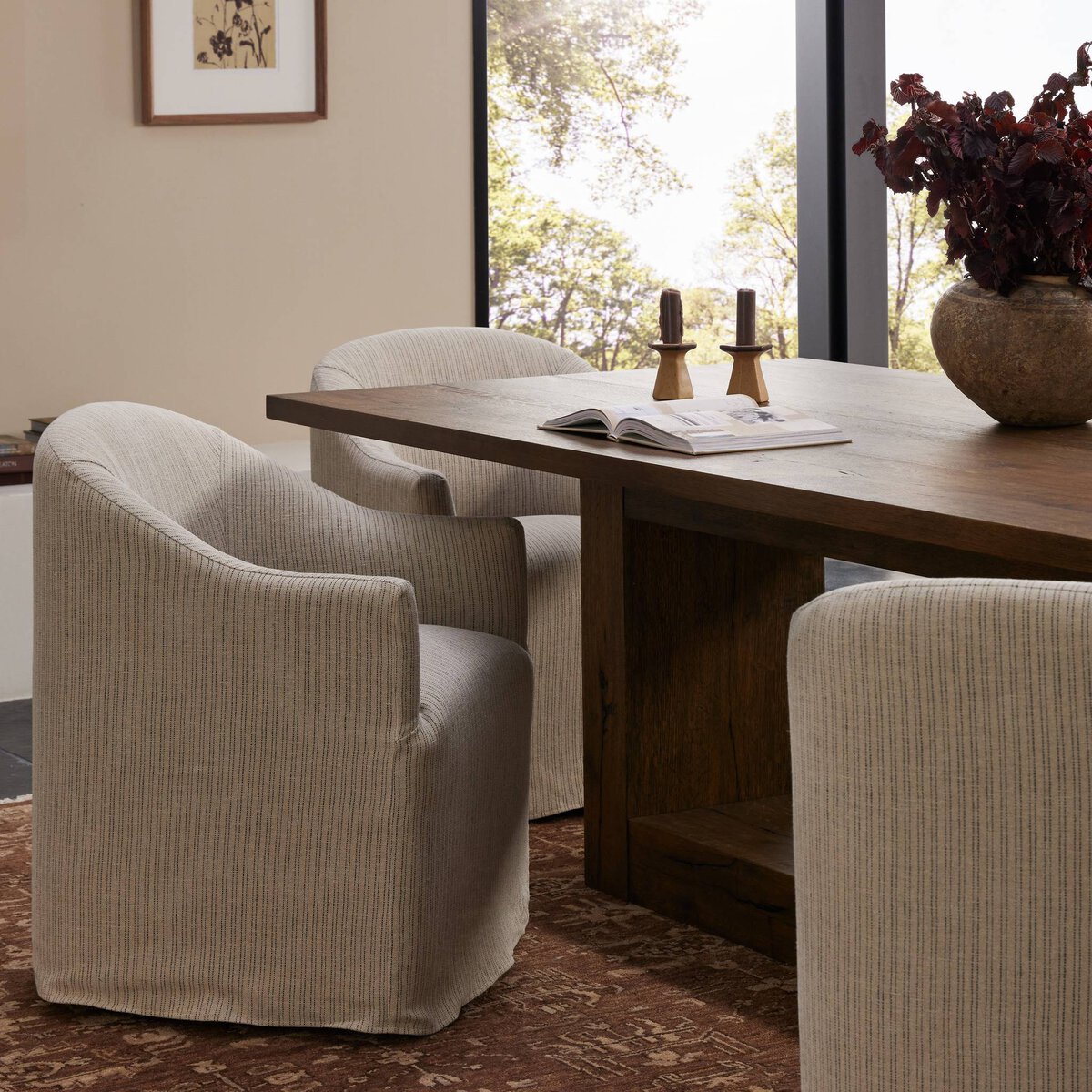 Cove Dining Chair with Casters in Laine Navy