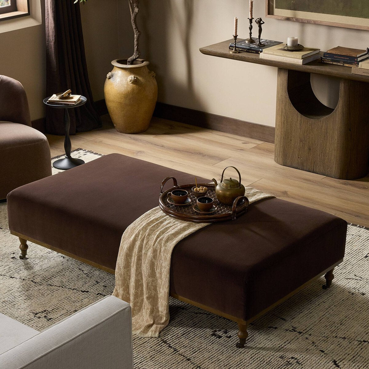 Harlin Cocktail Ottoman in Surrey Cocoa