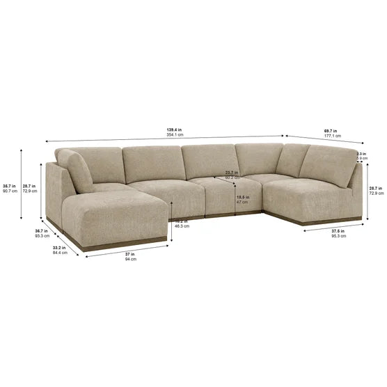 Henredon Murphy Fabric 6-piece Modular Sectional with Ottoman, Beige