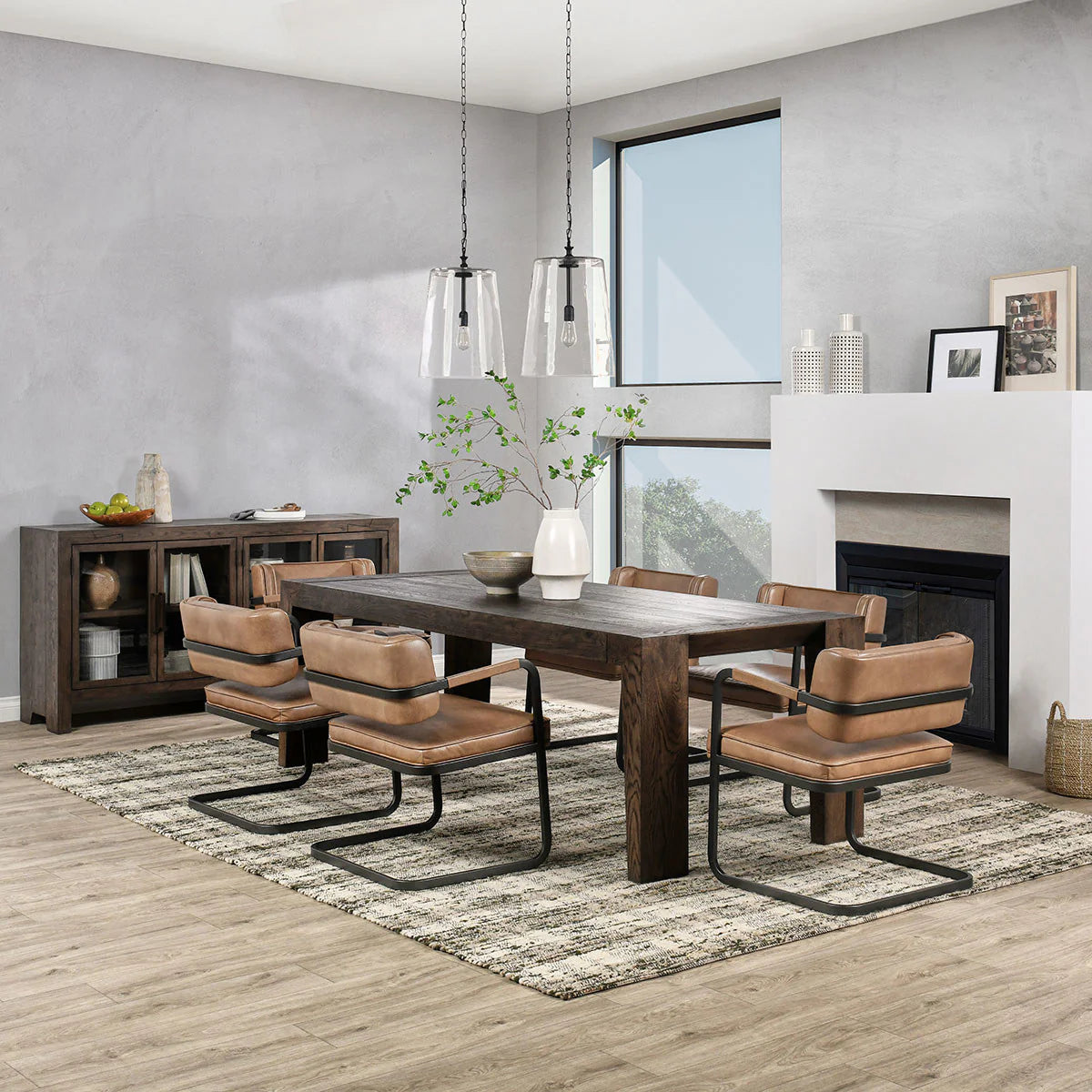 Troy Dining Table - Suede Brown