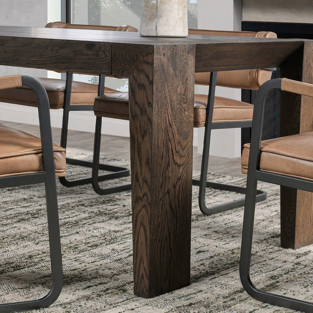 Troy Dining Table - Suede Brown