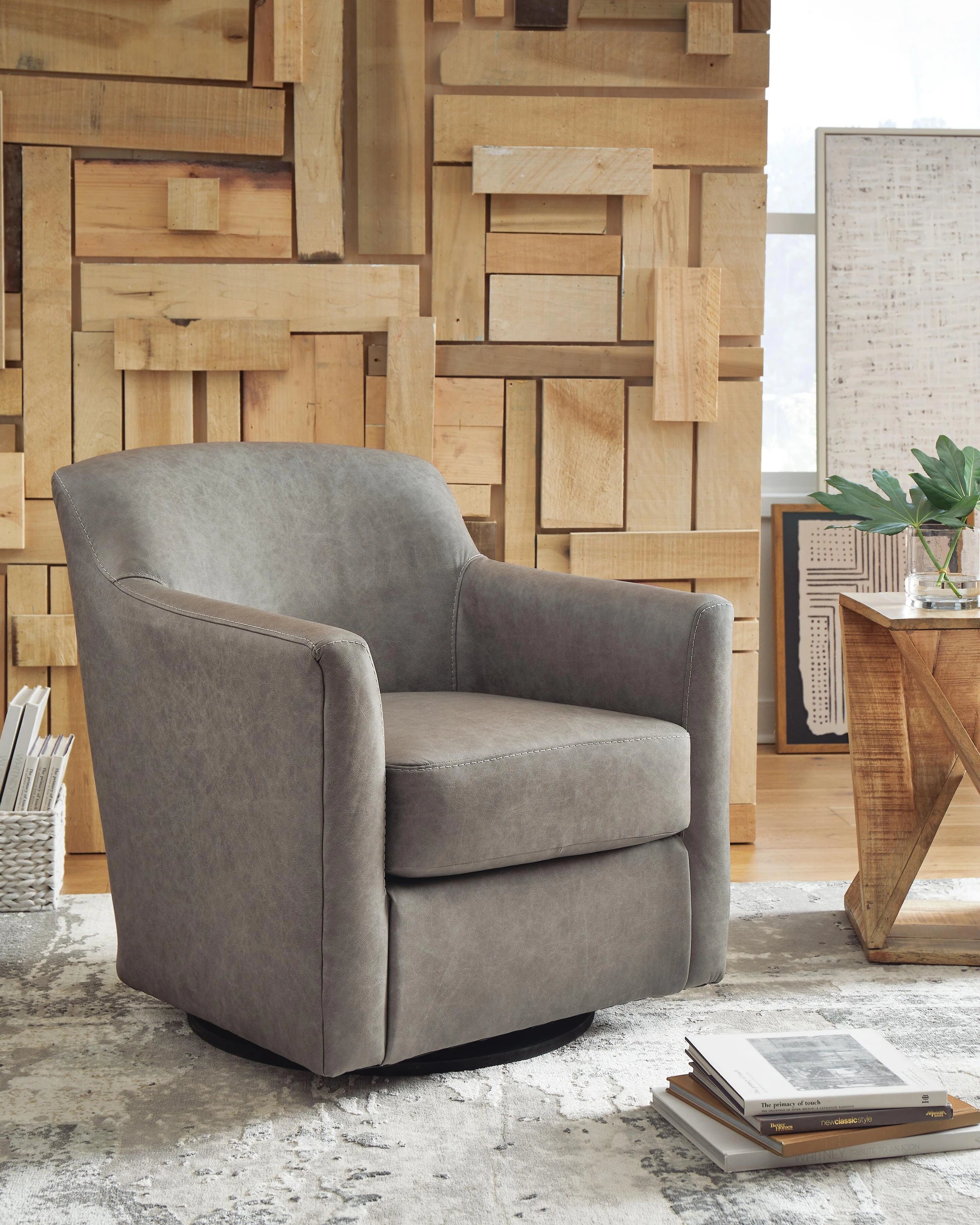 Bradney Leather Swivel Accent Chair