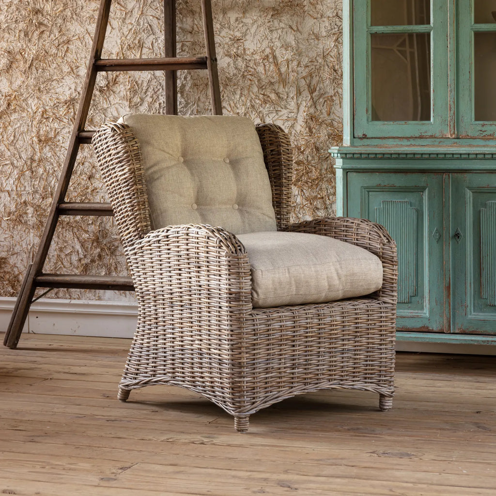 Cottage Rattan Wing Chair