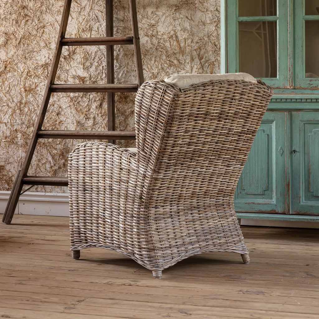 Cottage Rattan Wing Chair
