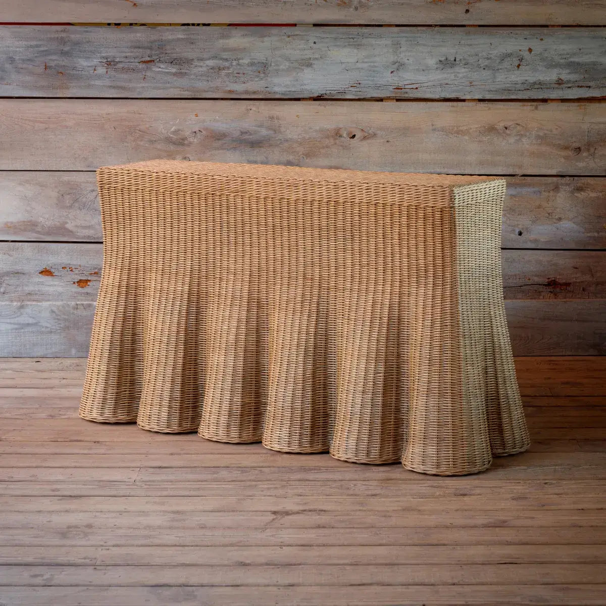 Skirted Rattan Console
