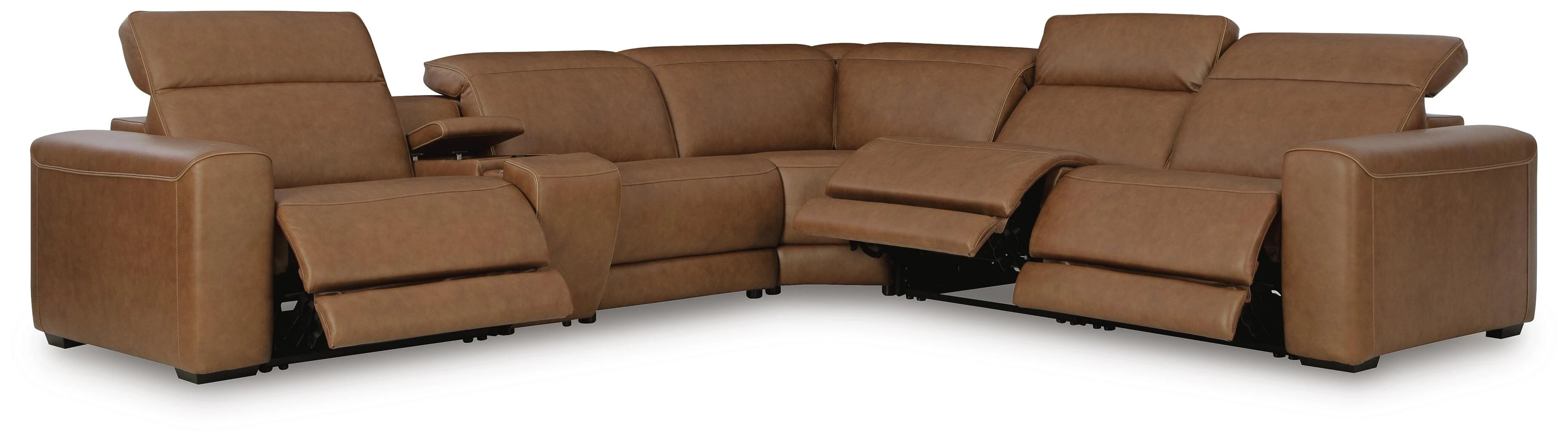 Rally-Up 6-Piece Dual Power Leather Reclining Modular Sectional with Console